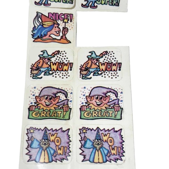 Vintage Wizard Witches Elf Gnome Praise Stickers Great Nice Super Teacher School - Picture 6 of 7